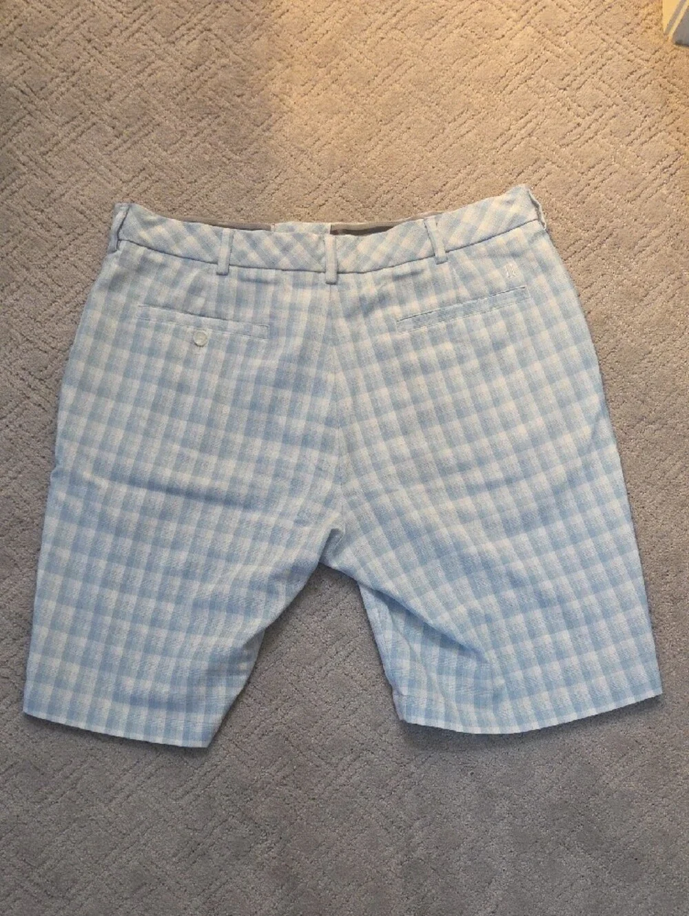 Walter Hagen Men's Light Blue Plaid Golf Shorts